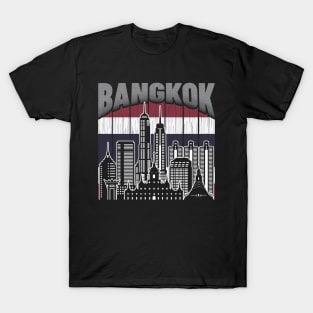 Bangkok Thailand Skyline Vintage Flag T-Shirt